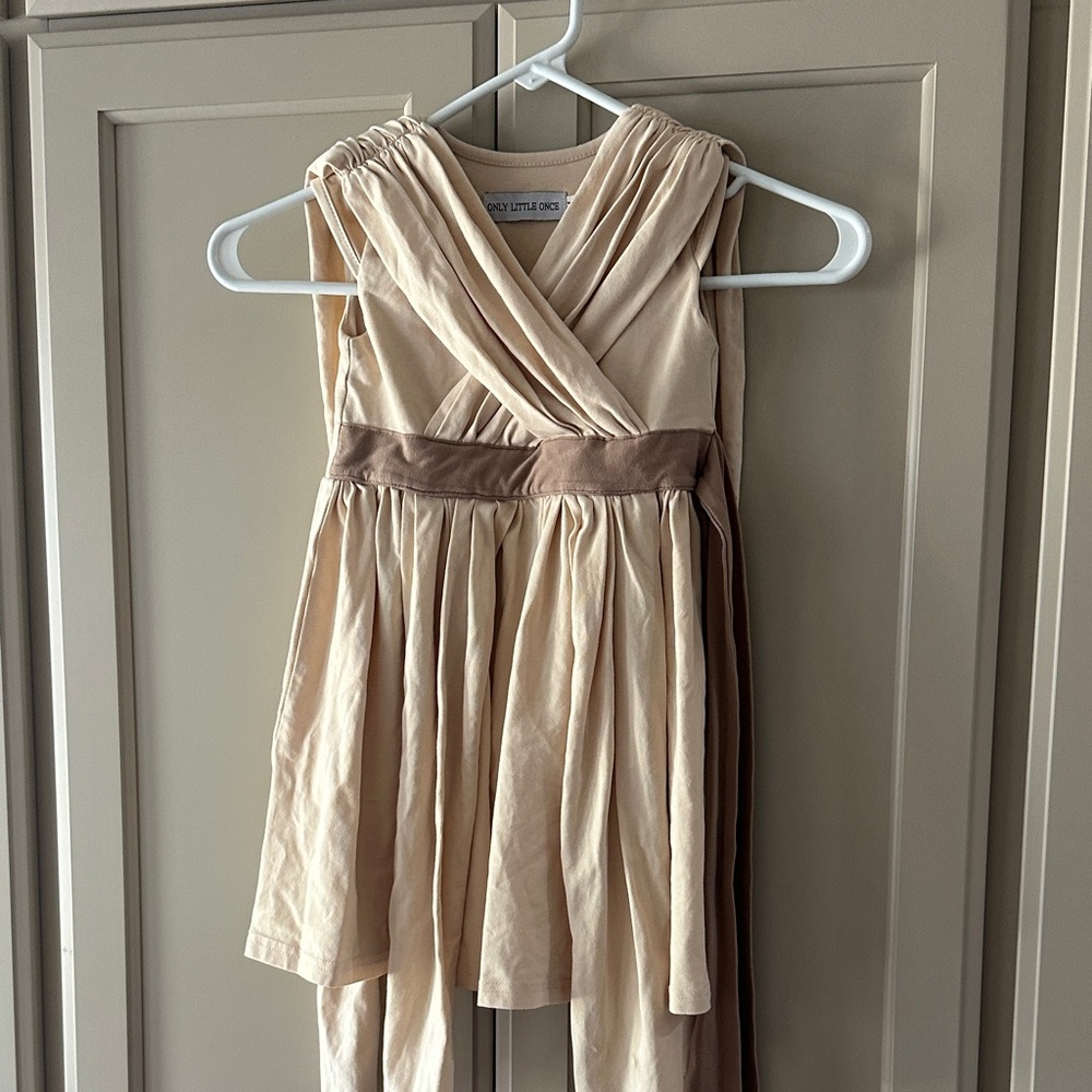 Elegant Cream and Tan Kids Dress